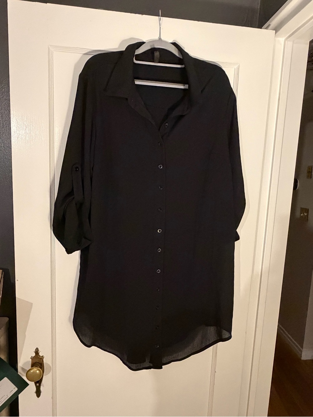 Torrid Black Long Button-Down Tunic Shirt Dress